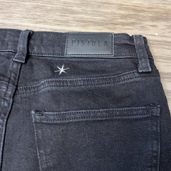 PISTOLA HIGH RISE BUTTON FLY BLACK JEANS WITH EMBROIDERED STARS 26 - Picture 10 of 16